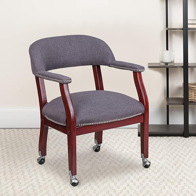 EMMA + OLIVER Gray Fabric Luxurious Conference Chair with Casters