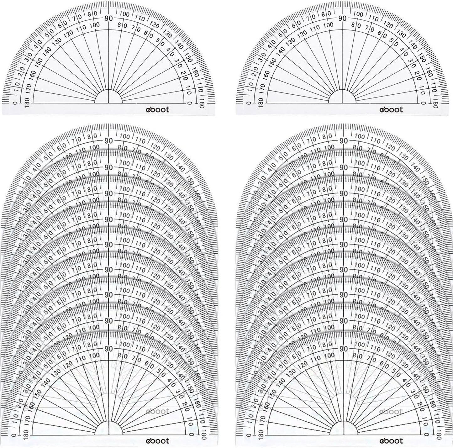 20 Pack Plastic Protractor, 180 Degrees Protractor for Angle Measurement Student Math, 4 Inches, Clear