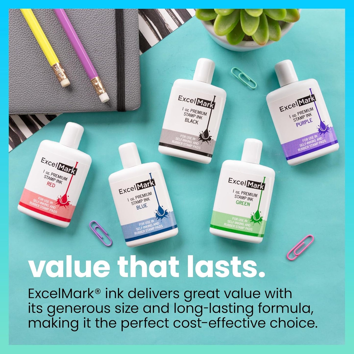 ExcelMark Premium Self-Inking Stamp Refill Ink - 1 oz. (Red)