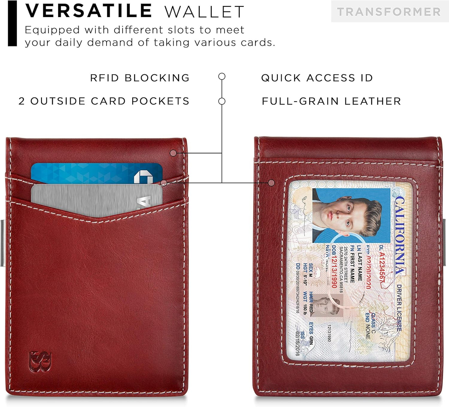 SERMAN BRANDS Money Clip Wallet - Mens Wallets slim Front Pocket RFID Blocking Card Holder Minimalist Mini Bifold