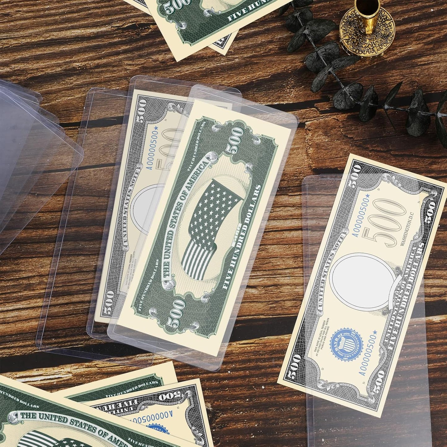 Sepamoon 100 Pieces Dollar Bill Sleeves, 6.9 x 2.95 Inch Hard Plastic Clear Currency Sleeves Waterproof Currency Holder Dollar Bills Display Protector Organizer Case Supplies for Collectors