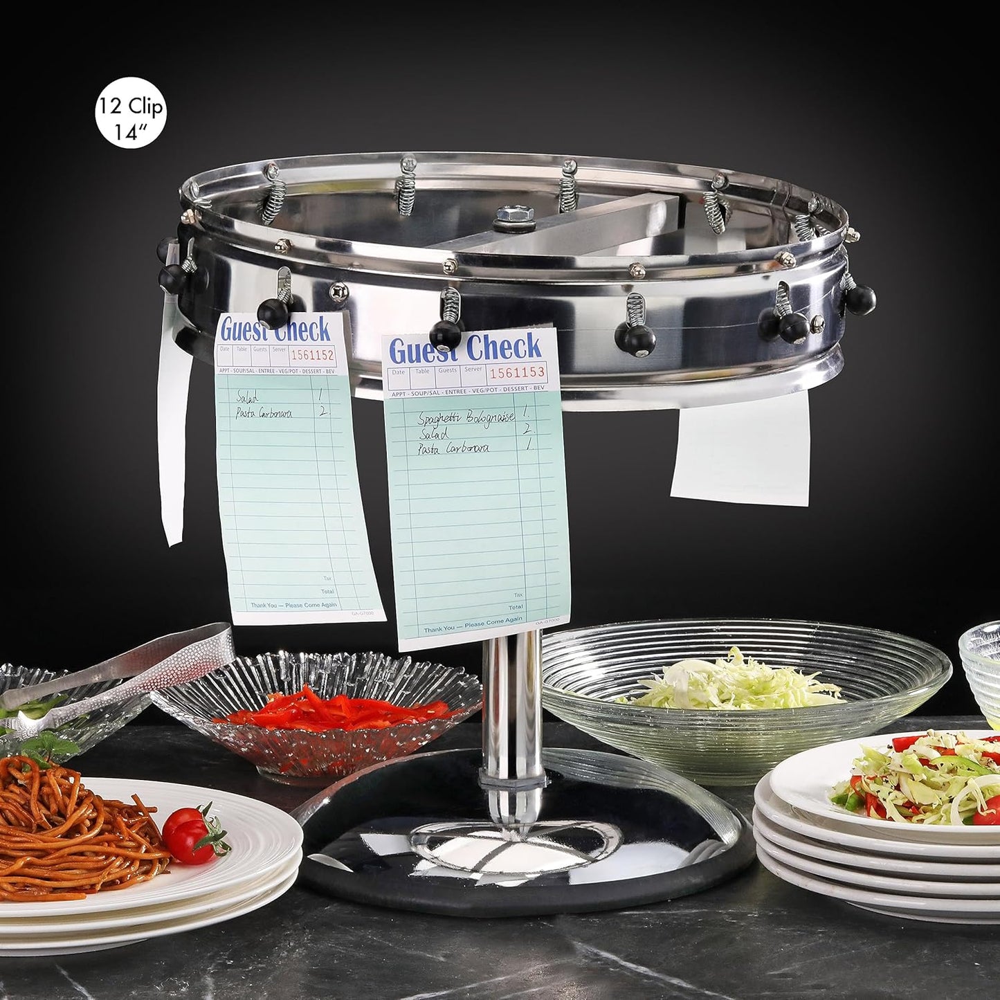 New Star Stainless Steel Order Wheel Ticket Holder, 16 Clips, 18-Inch Dia with 10-Inch Chrome Heavy Base, 1 Piece