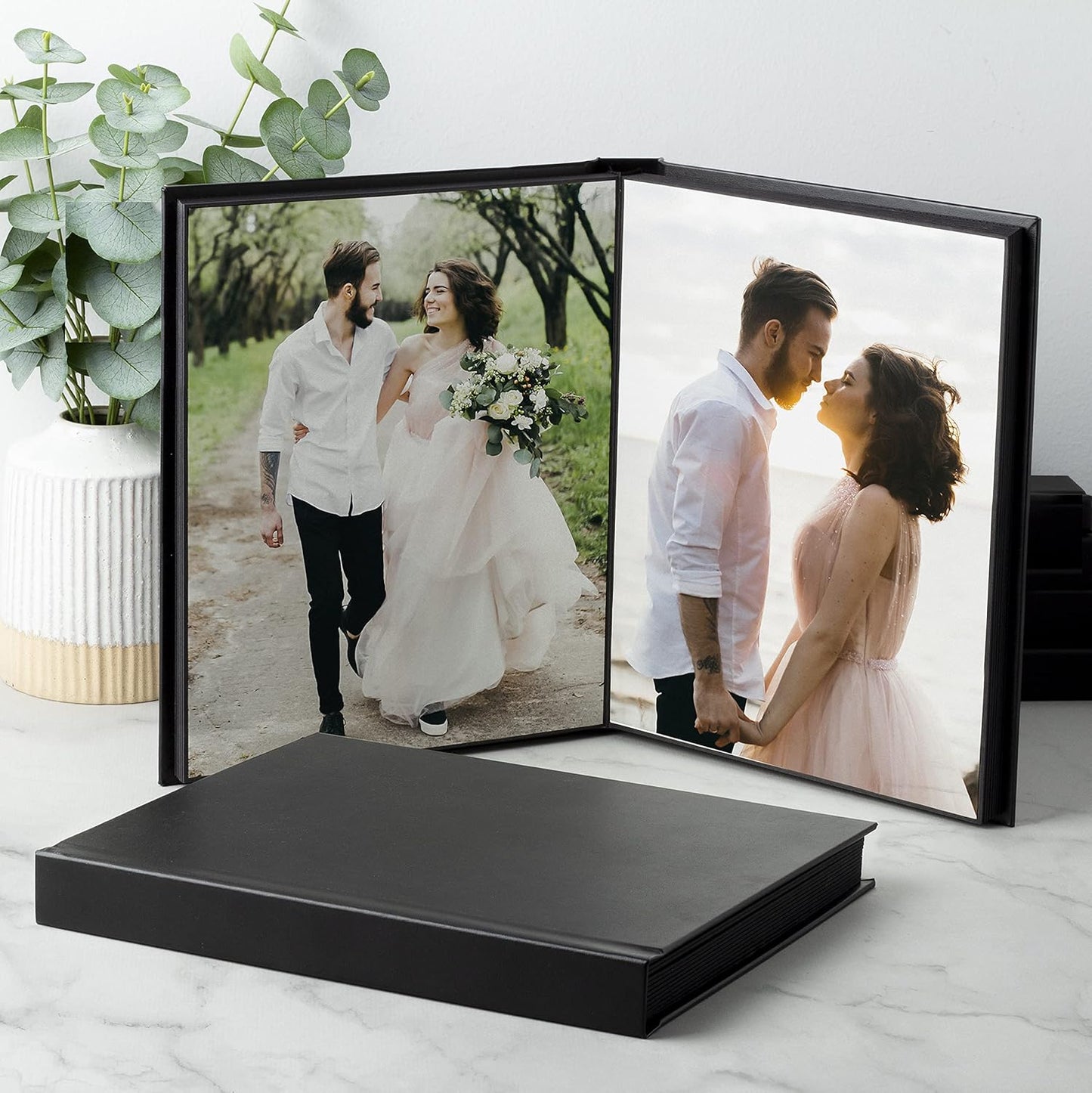 Neil Enterprises Inc. 10" x 12" Black Leather Self-Stick Photo Album - Holds 20 Photos