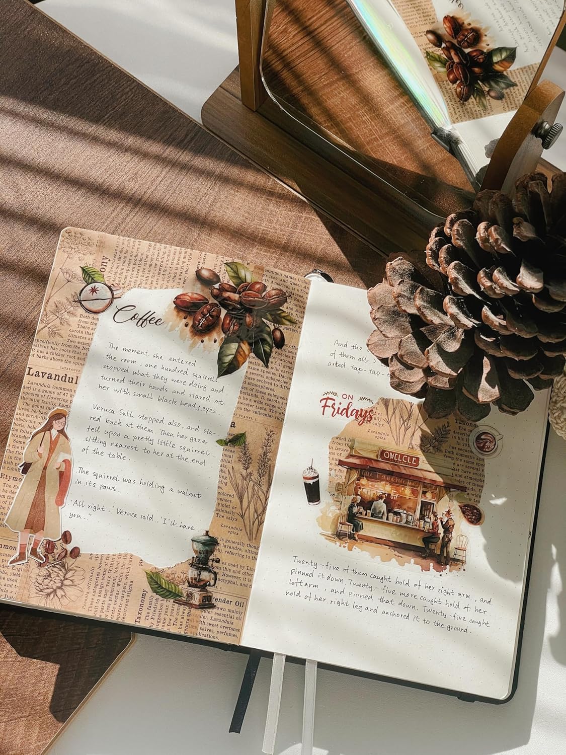 WT Caffeine Canvas Wide Washi Tape, Single Roll, Original Designs, Watercolor Vintage Cafe Paper Tape, Coffee Theme for Journals, Scrapbooks, Bujo Planners, DIY Crafts Supplies