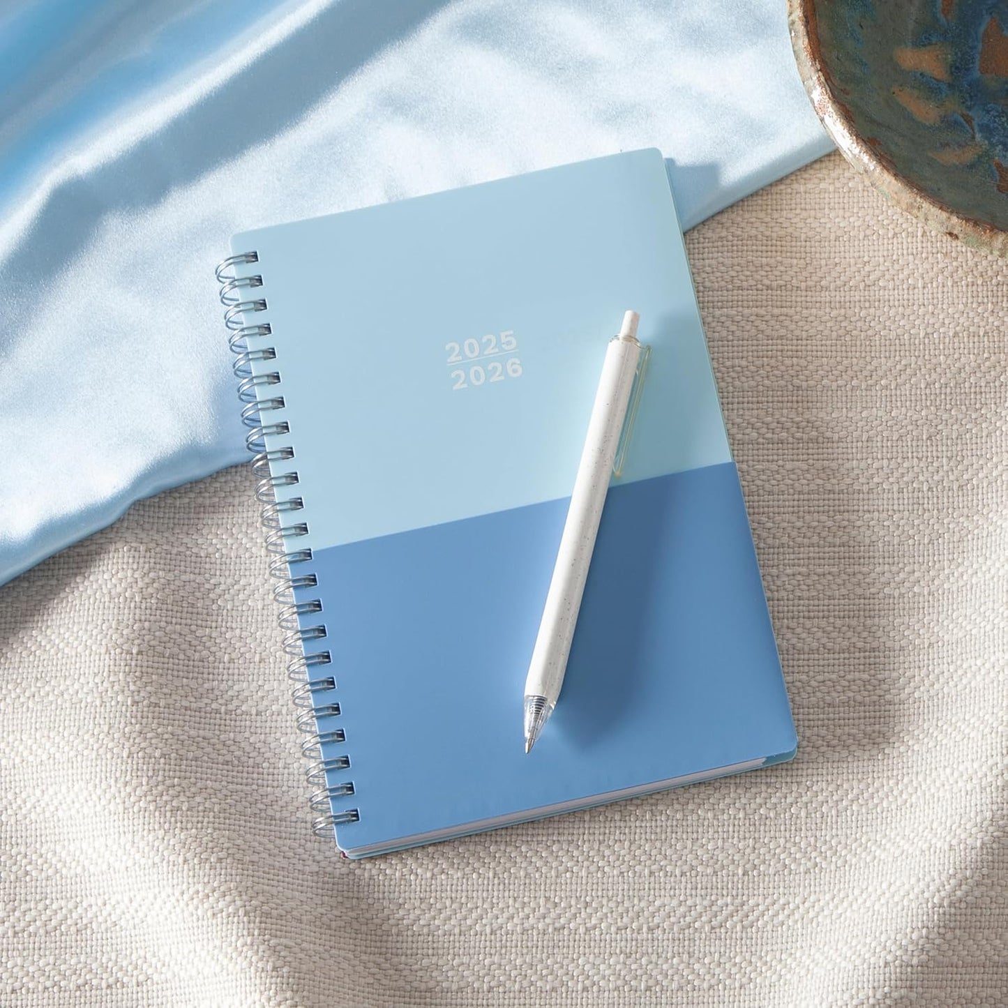 Blue Sky 2025-2026 Academic Year Weekly and Monthly Planner Calendar, April 2025 - June 2026, 15-Month, 5" x 8", Flexible Cover With Pocket, Wirebound, Storage Pocket, Blues