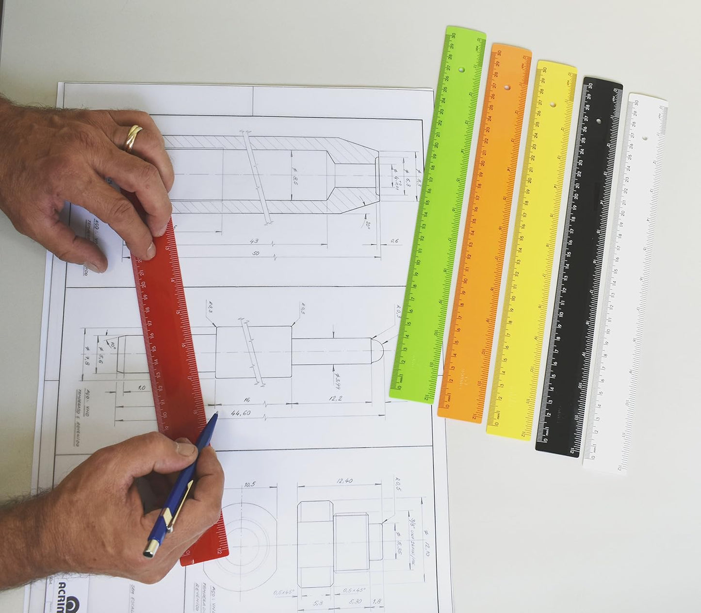 Acrimet Plastic Ruler 12 Inches/ 30 Centimeters, Measuring Device Tool for Student, School, Office, Heavy Duty (Citric Assorted Color) (6 Pack)