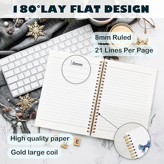 BearCake Love Like Jesus Christian Notebook Journal, Christian Gifts for Women, Blue Coquette Bow Cross Prayer Journal for Woman, Bible Journaling Hardcover Spiral Notebook 5.5x8.3