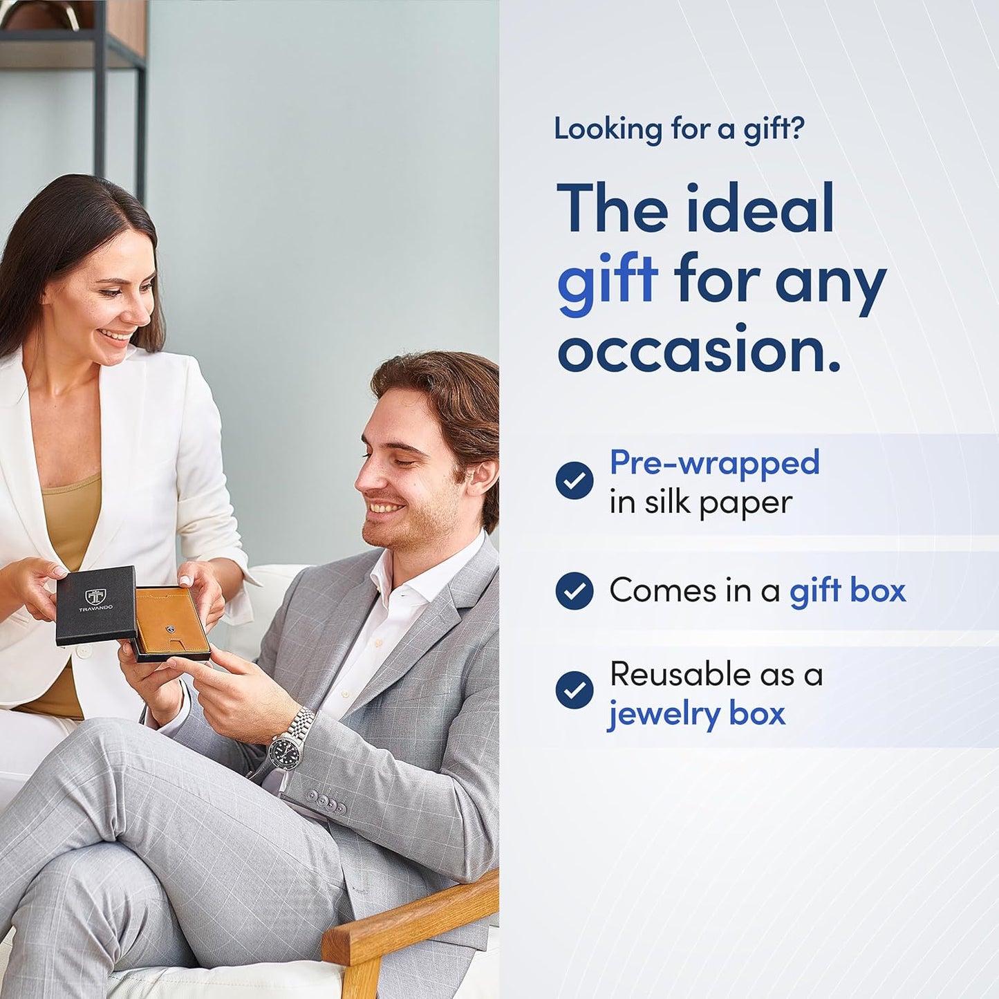 TRAVANDO Mens Wallet with Money Clip AUSTIN RFID Blocking Bifold Credit Card Holder for Men with Gift Box