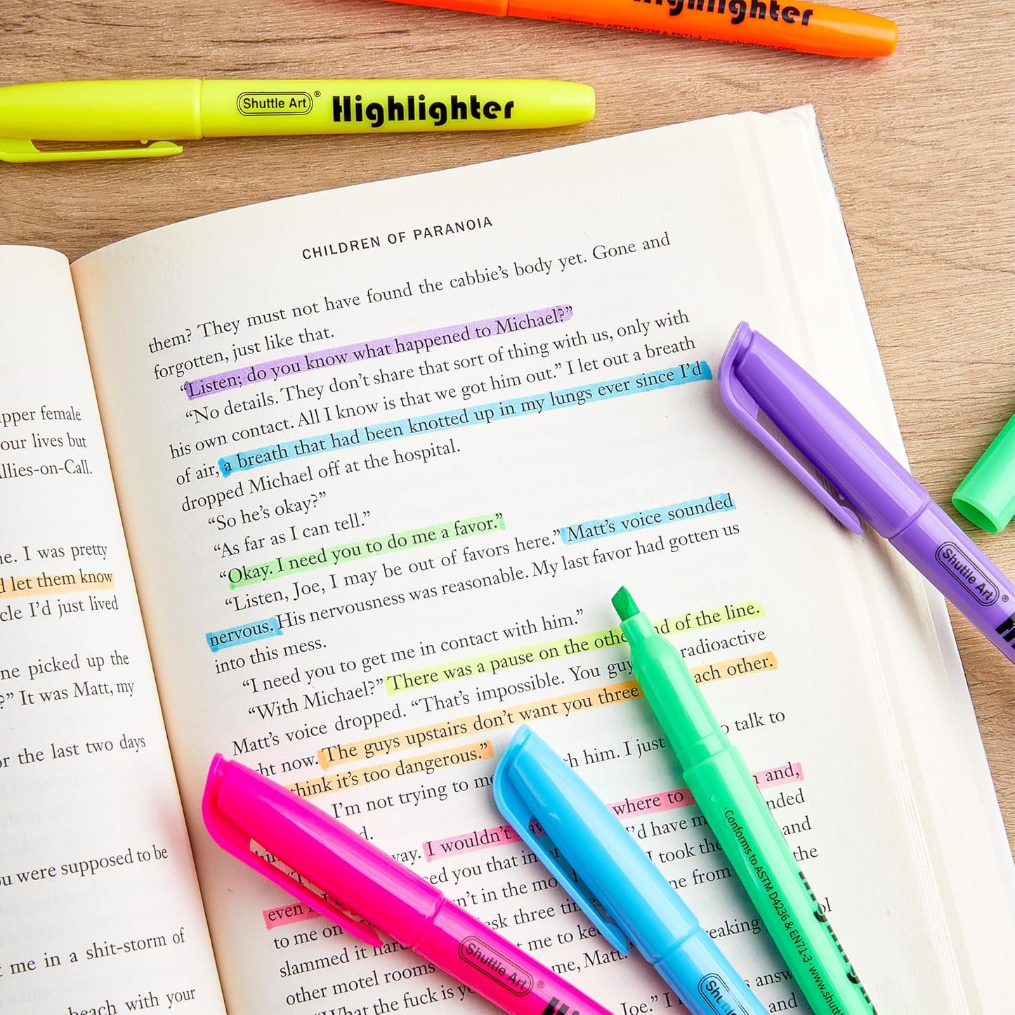 Shuttle Art 288 Pack Highlighters, Highlighters Assorted Colors Set, 8 Bright Colors Chisel Tip Dry-Quickly Non-Toxic Highlighter Markers Bulk for Adults Kids Highlighting in Home School Office