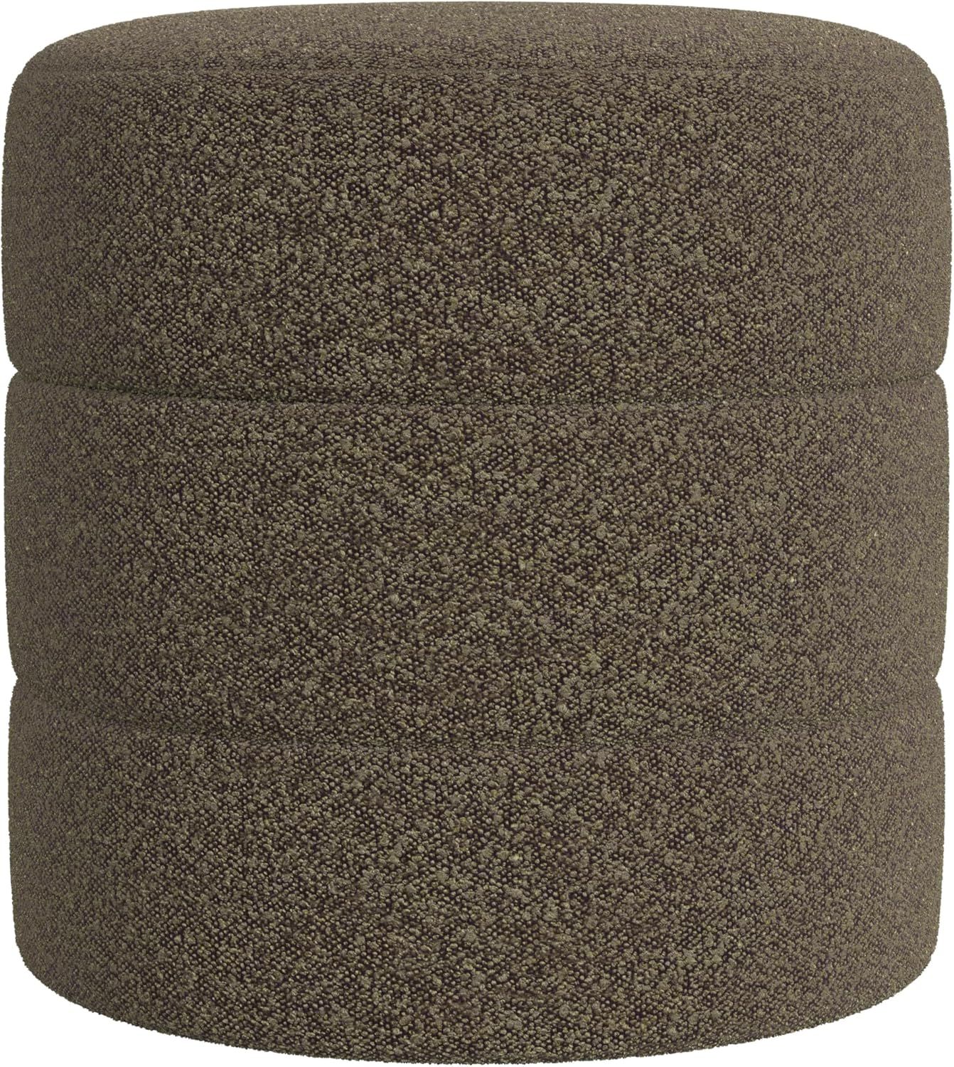 HomePop Upholstered Round Ottoman Home Décor|Foot Rest Ottoman - Dark Brown Boucle