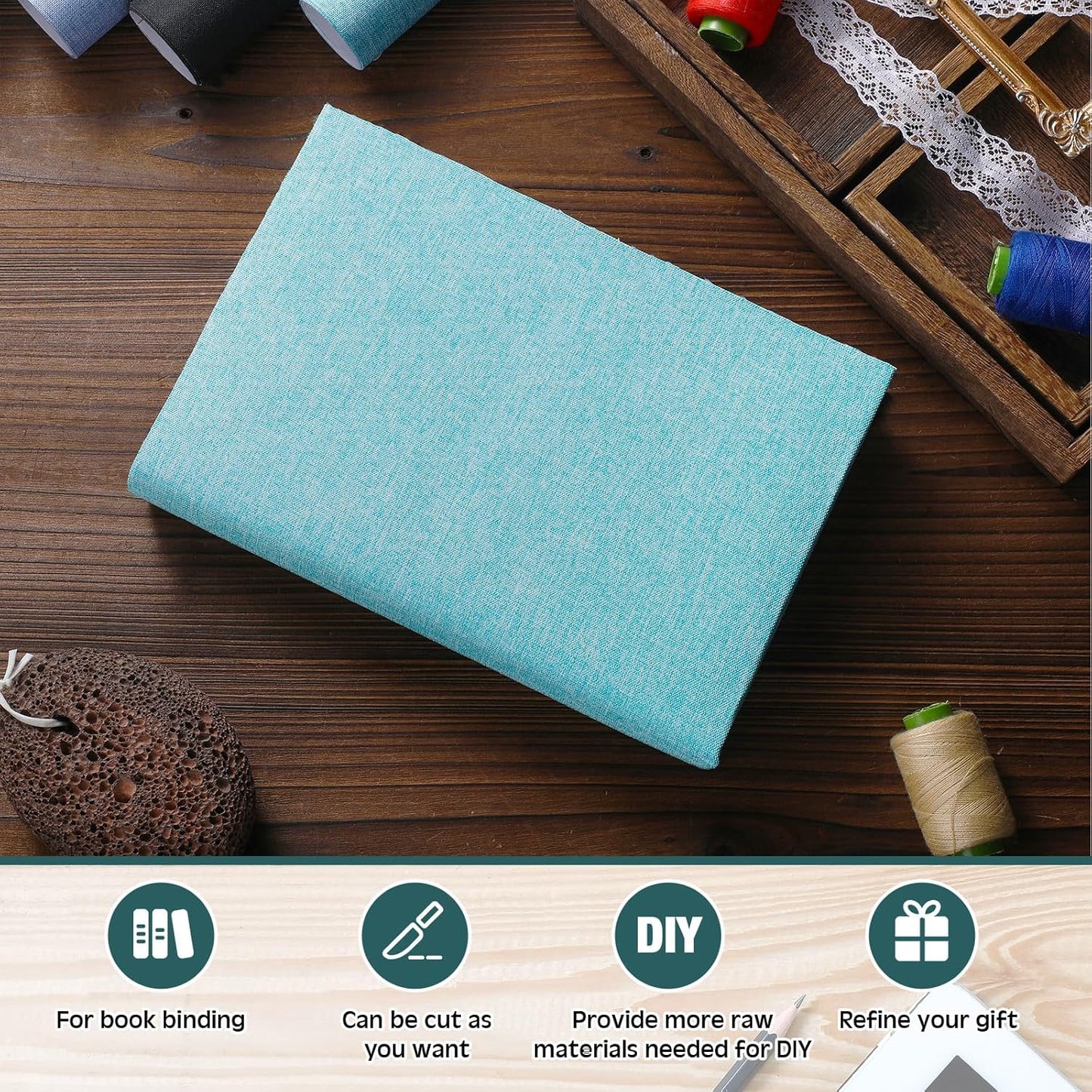 4 Pcs Book Cloth Bookcover Fabric Surface with Paper Backed Binding Cloth Fabric Book Cover for Scrapbooking Album DIY Craft Supplies Home, 4 Colors(Cool Color,14 x 10 Inches)