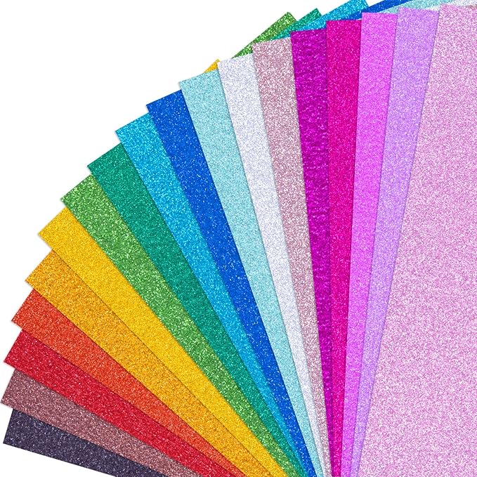 Koogel 36 Sheets Glitter Cardstock, 8.5 x 11 Inches Sparkly Craft Cardstock Paper, for Arts and Crafts, Card Making, Scrapbooking, DIY Projects, Back to School Supplies, 18 Colors, 250GSM