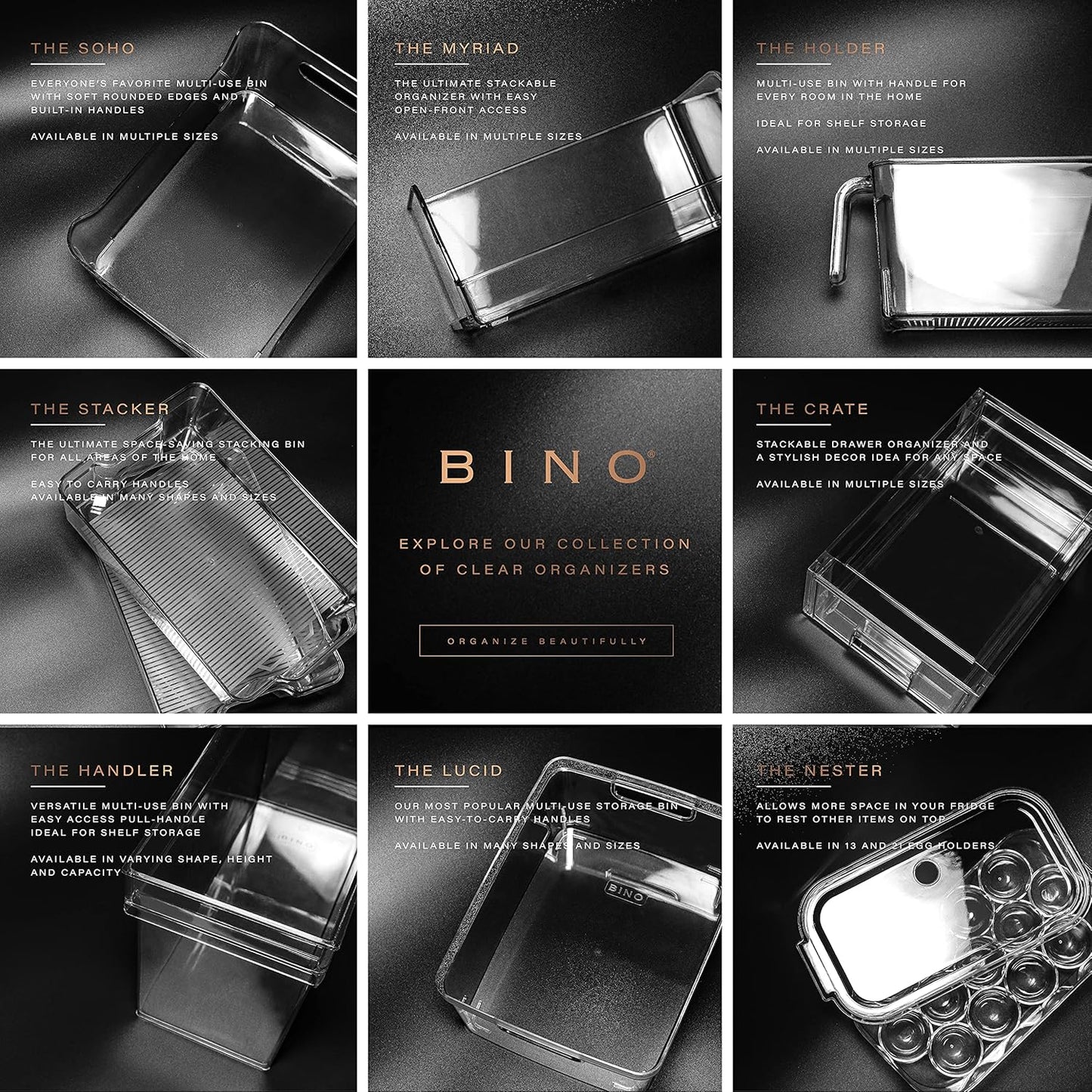 BINO | Stackable Storage Drawers, Small - Clear | THE CRATE COLLECTION | Storage Bins With Drawers | Bathroom Organizers | Under Sink Organizer | Vanity Cabinet Home Organization