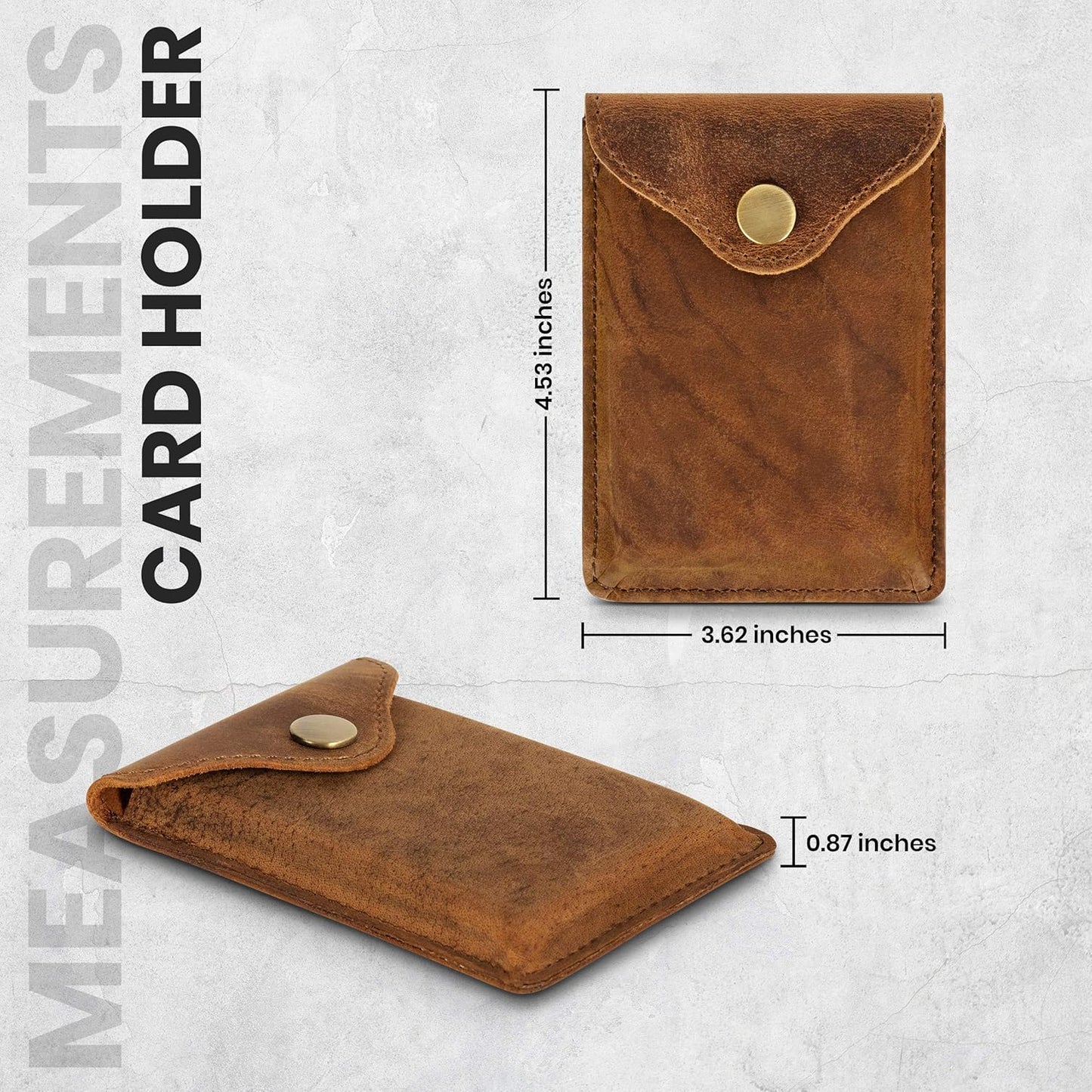 Brown Leather Card Holder with RFID Protection. Distressed leather Business Card Holder or Credit Card Wallet for Men or Women for your pocket or purse